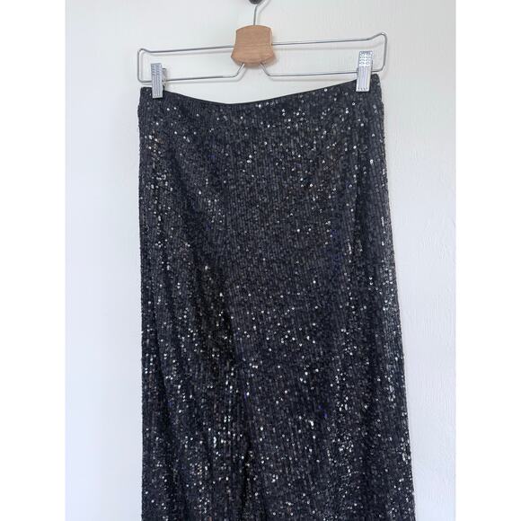 TRUTH by Republic jet black noir fully sequin embellished bootcut trouser pants - Picture 9 of 11